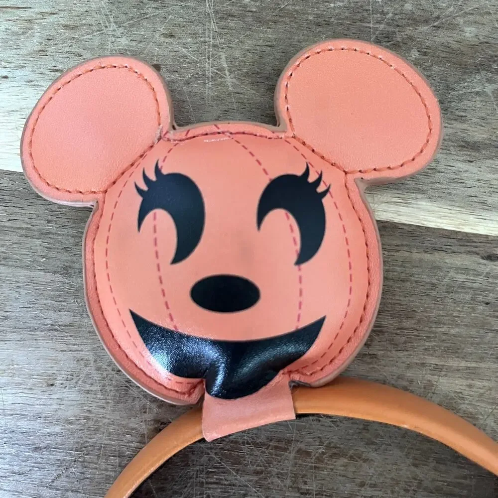 Disney Parks Mickey Mouse HalloweenJack-o-Lantern Headband Faux Leather Pumpkin